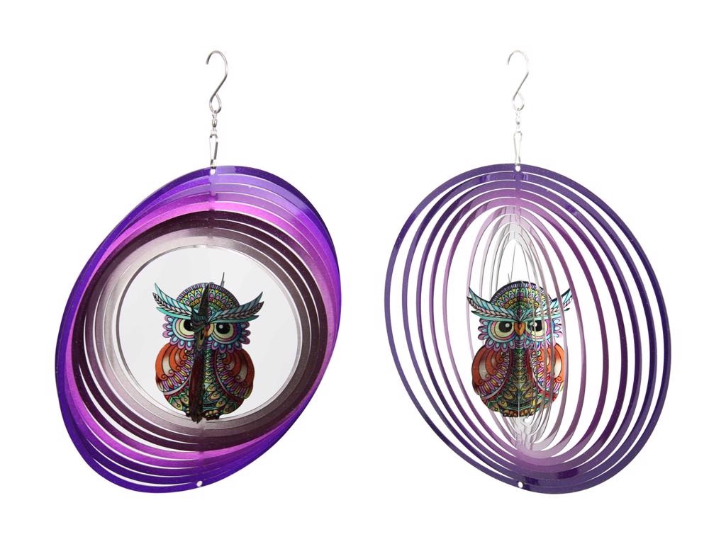 Metal Purple Mandala Owl Mobile/Spinner